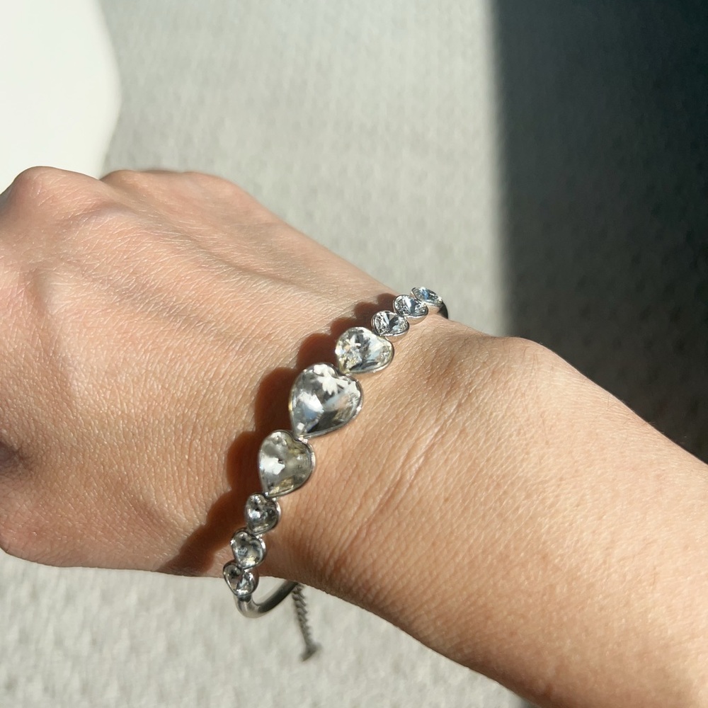 Swarovski Silver-Tone Heart Crystal Bracelet in Clear